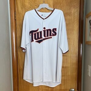 Majestic White and Red Twins Baseball Jersey